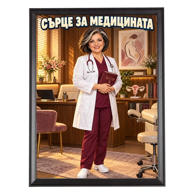 Карикатура за Жена Доктор Гинеколог - Сърце за Медицината