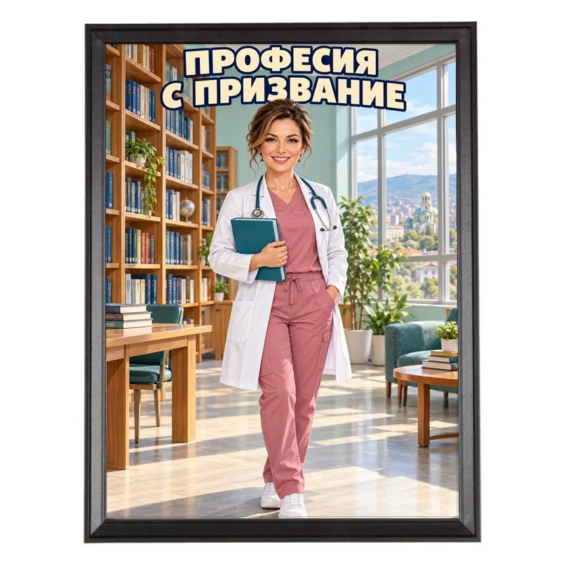 Карикатура за Жена Хирург Специализант - Професия с Призвание