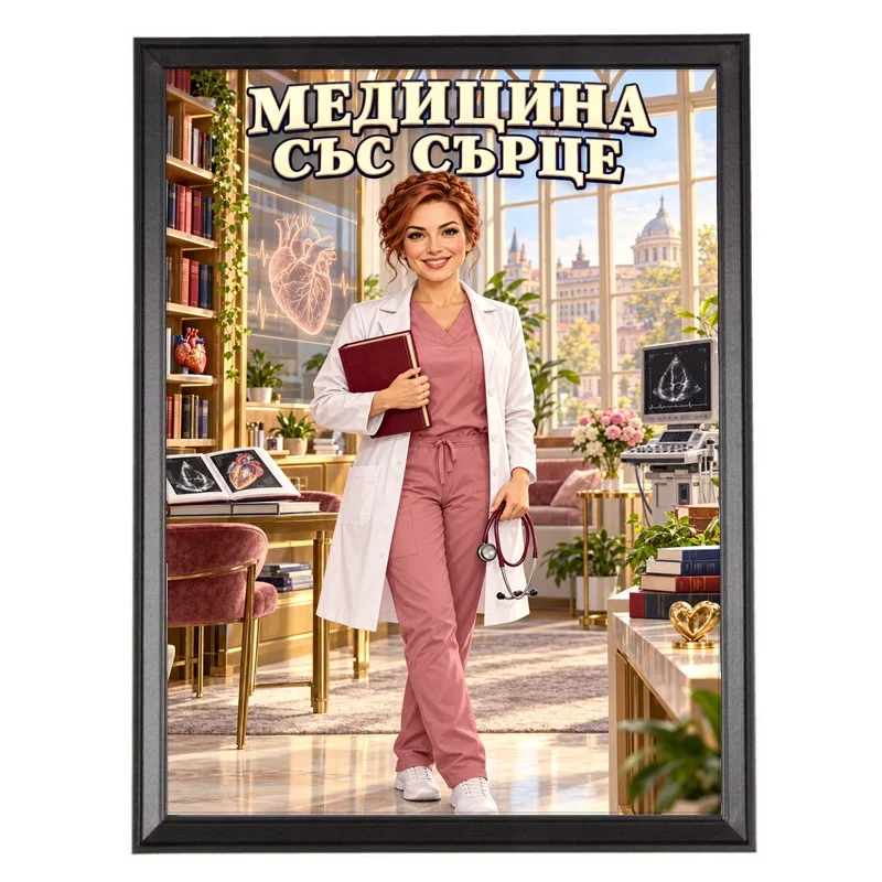 Карикатура за Жена Кардиолог - Медицина със Сърце