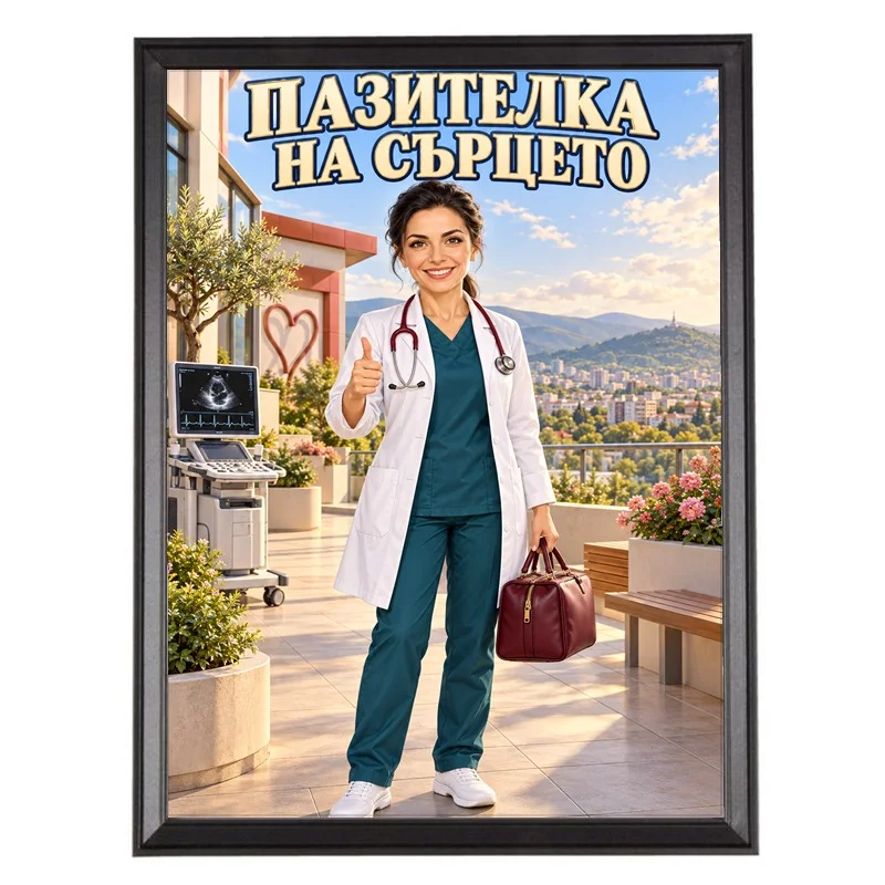 Карикатура за Жена Кардиолог - Пазителка на Сърцето