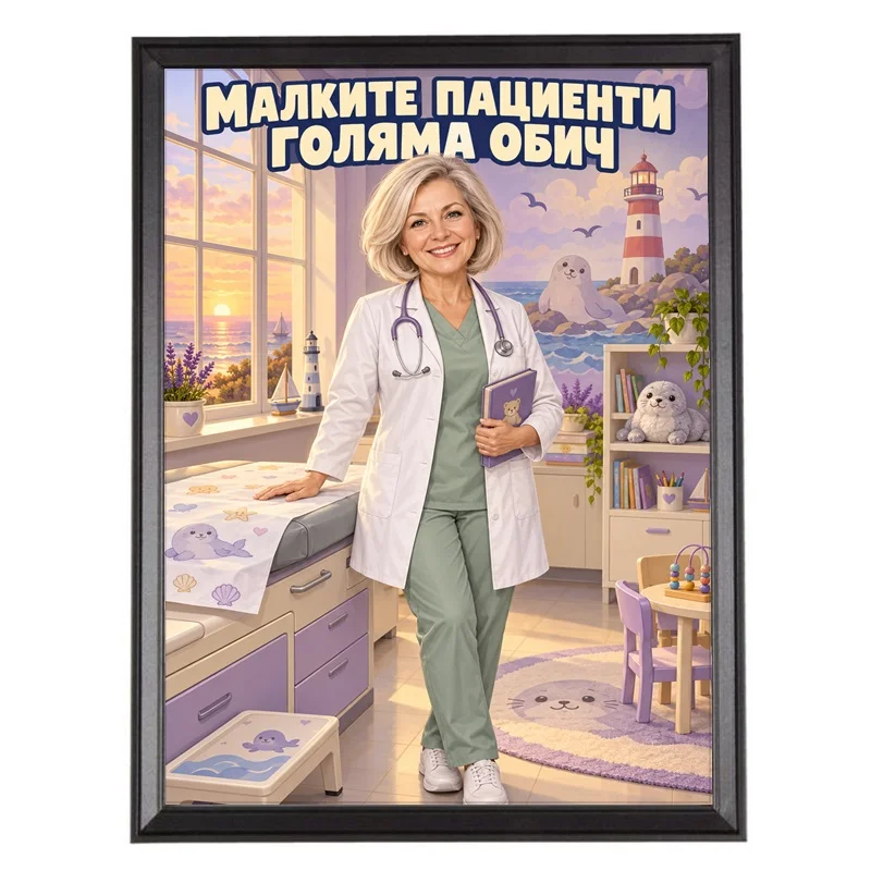Карикатура Педиатърка - Малките Пациенти, Голяма Обич