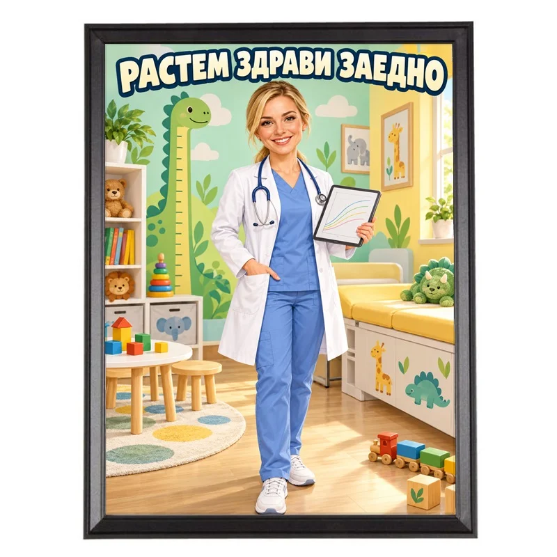 Карикатура за Лекарка Педиатър - Растем Здрави Заедно
