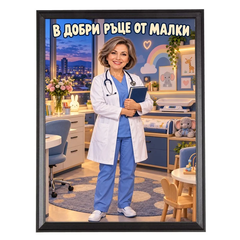Карикатура за Жена Педиатър - В Добри Ръце от Малки