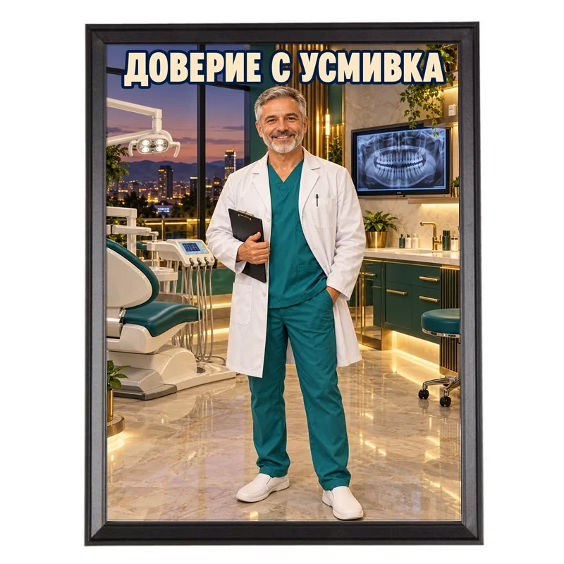 Карикатура за Опитен Стоматолог - Доверие с Усмивка