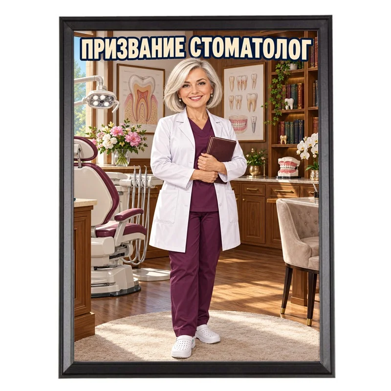 Карикатура за Жена Стоматолог - Призвание Стоматолог