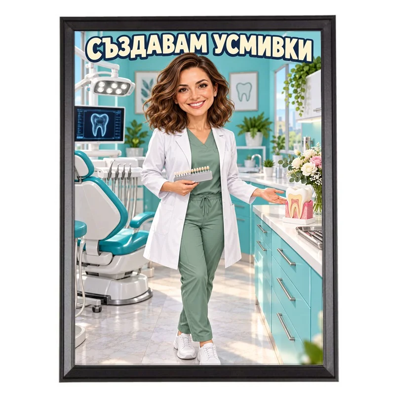 Карикатура за Естетична Зъболекарка - Създавам Усмивки