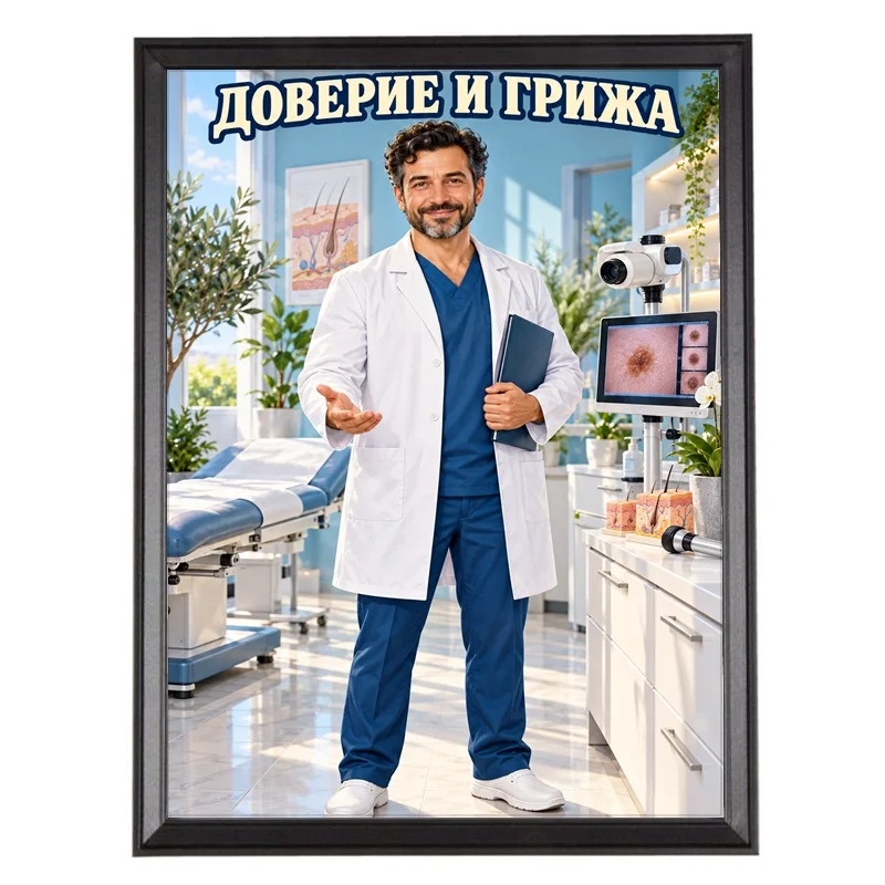 Подарък Карикатура за Дерматолог - Доверие и Грижа