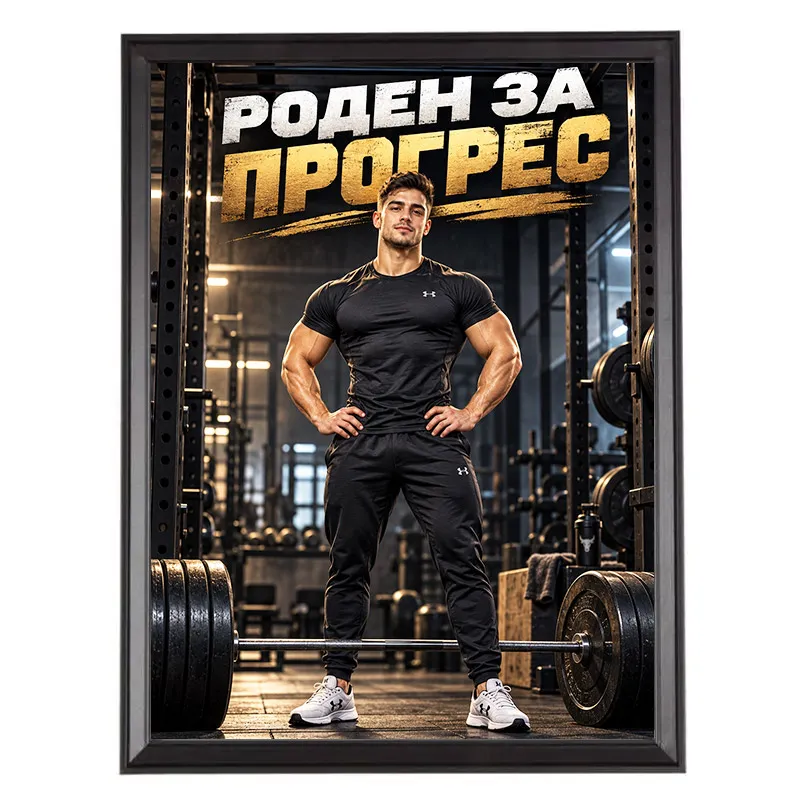 Карикатура за Мъж Културист - Роден за Прогрес